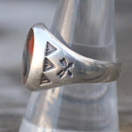 Vintage Sterling Agate Stamped Arrows Ring 9