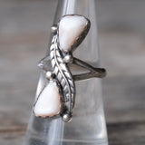 Vintage Sterling Mother Of Pearl Feather Ring 6.75