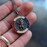 Vintage Sterling St Christopher Army Necklace