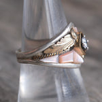 Vintage Sterling Mother Of Pearl and CZ Ring 8.25