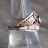 Vintage Sterling Mother Of Pearl and CZ Ring 8.25