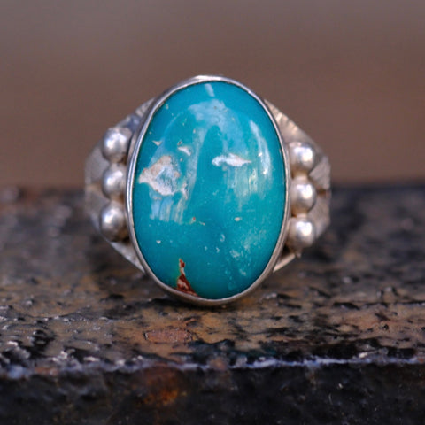 Vintage Sterling Turquoise Stamped Band Ring 5.25