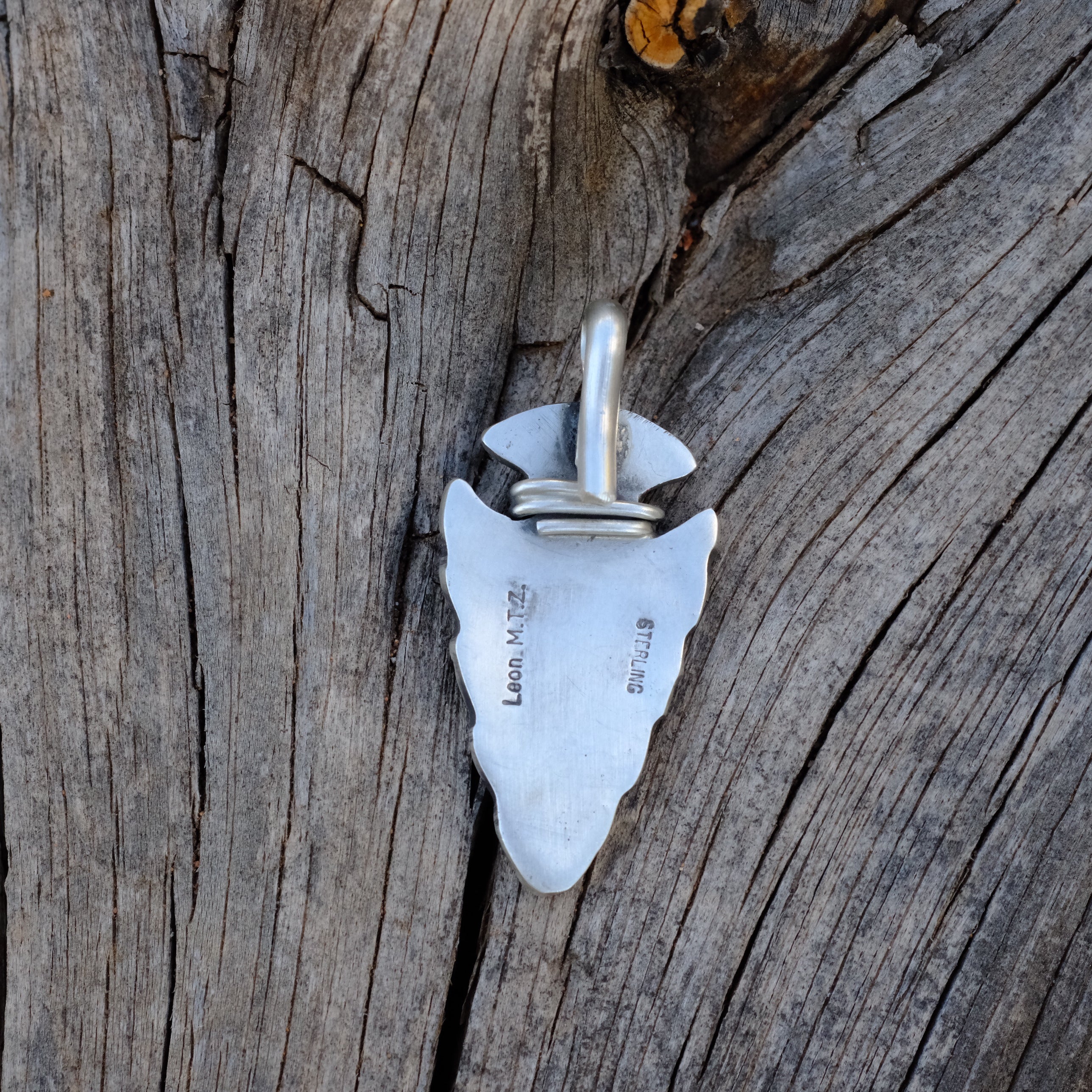 LEON MARTINEZ Sterling Silver Turquoise or Coral Arrowhead Pendants