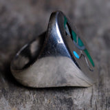 Vintage Sterling Inlaid Blue Jay Ring 11.5