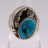 Vintage Sterling Turquoise Feather Ring 7