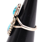 Vintage Sterling 2-Stone Turquoise Blossom Ring 5.75