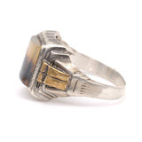 Vintage Sterling Agate Signet Ring 11.5