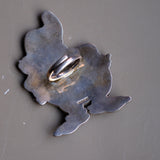 MASSIVE Vintage Sterling Inlaid HAPPY Dwarf Ring 7.75