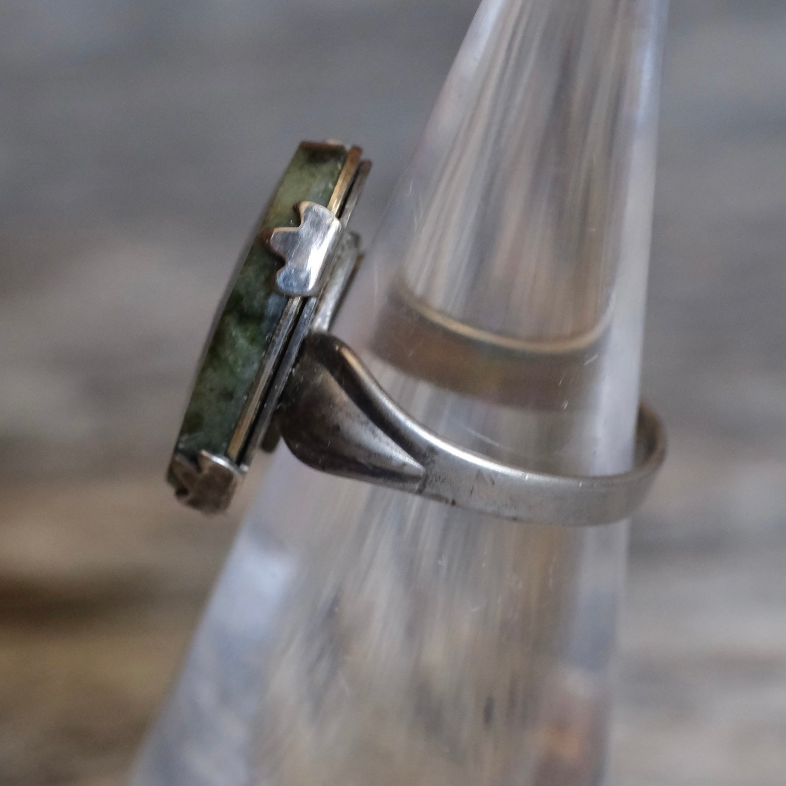 Vintage Sterling Agate Ring 4.25