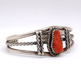 Vintage Sterling Coral Cuff Bracelet