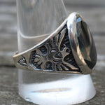 Vintage Sterling Hematite Thunderbird Ring 12