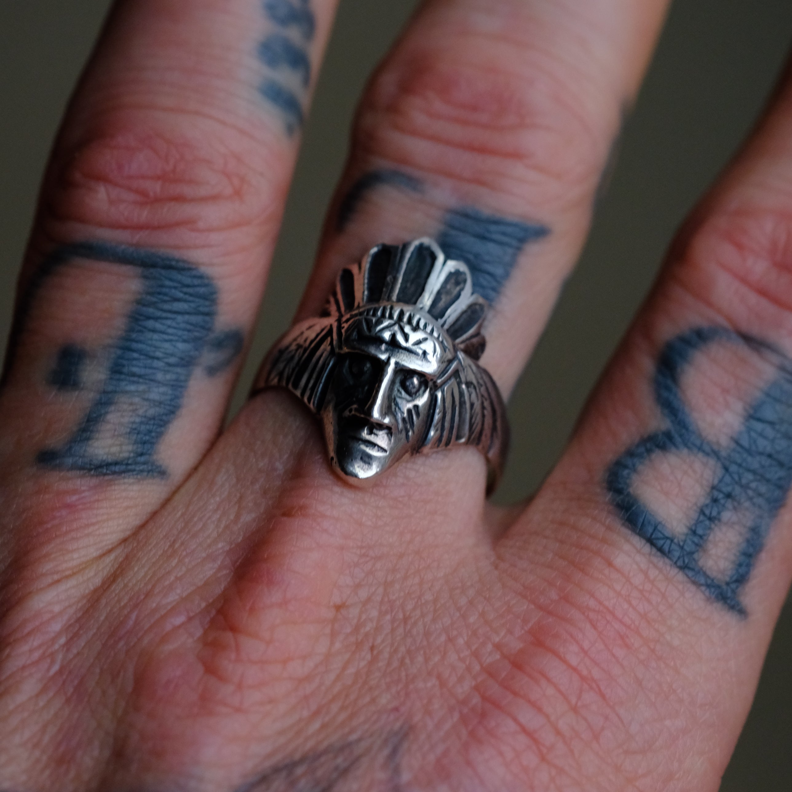 Vintage Sterling Chief Ring 10.75