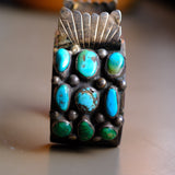 1950's Vintage Sterling 18 Stone Turquoise Watch Cuff