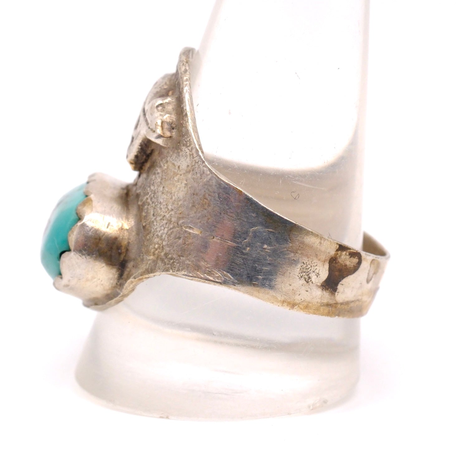 Vintage Sterling Turquoise Bear Ring 12.75
