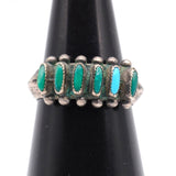 Vintage Sterling Petit Point Turquoise Ring 6.75