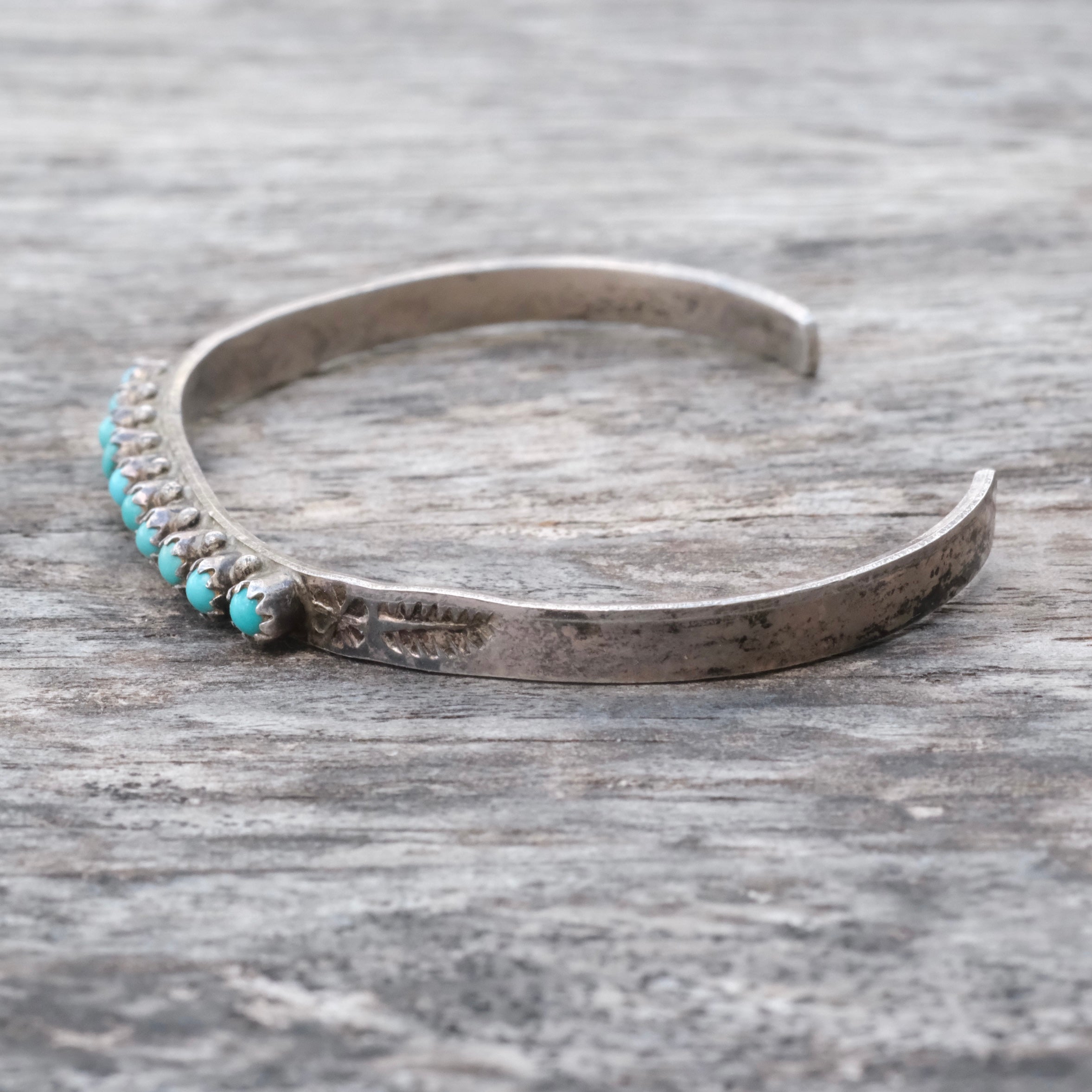 Vintage Sterling Snake Eye Turquoise Cuff Bracelet