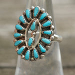 Vintage Sterling Turquoise Cluster Ring 6