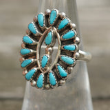 Vintage Sterling Turquoise Cluster Ring 6