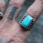 Vintage Sterling Turquoise Ring 9.75