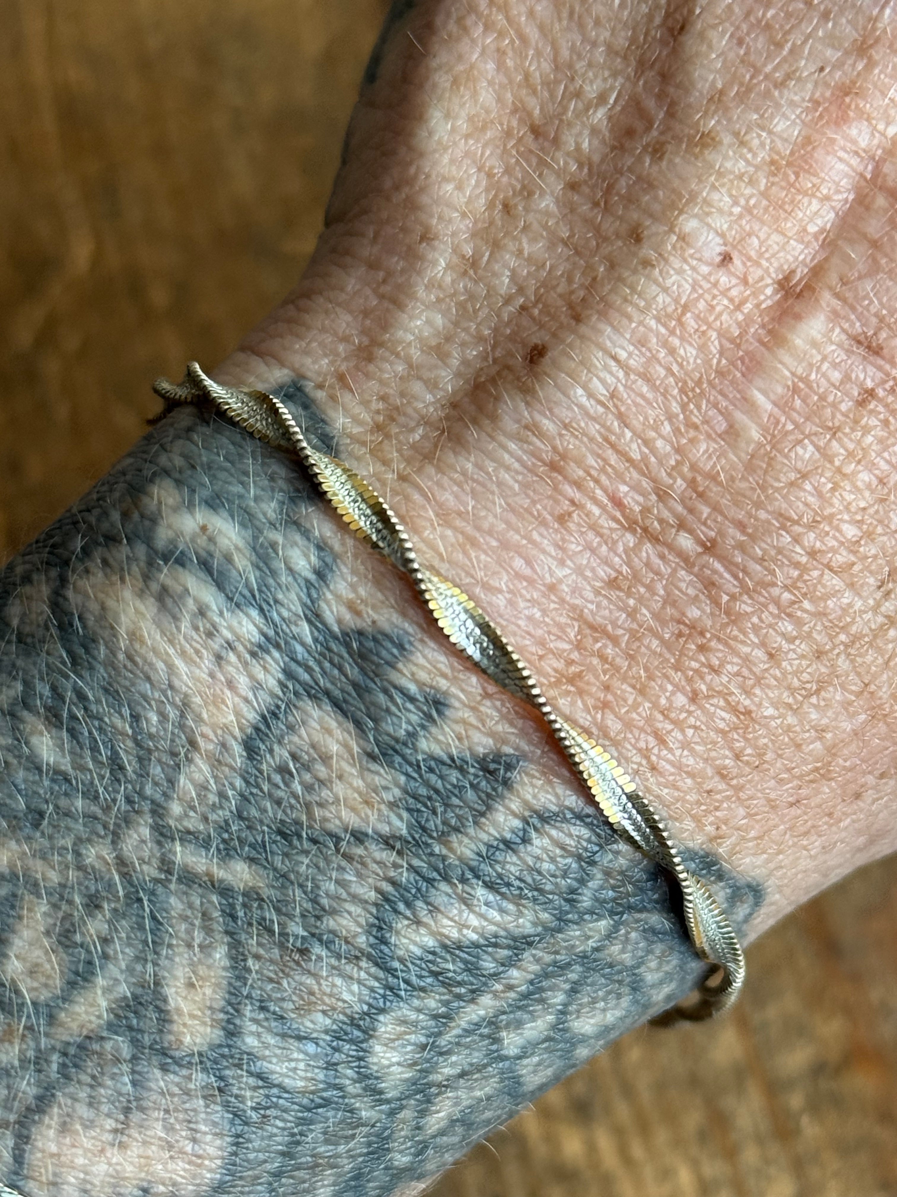 Vintage Sterling Silver 8” Two Tone Rope Chain Bracelet