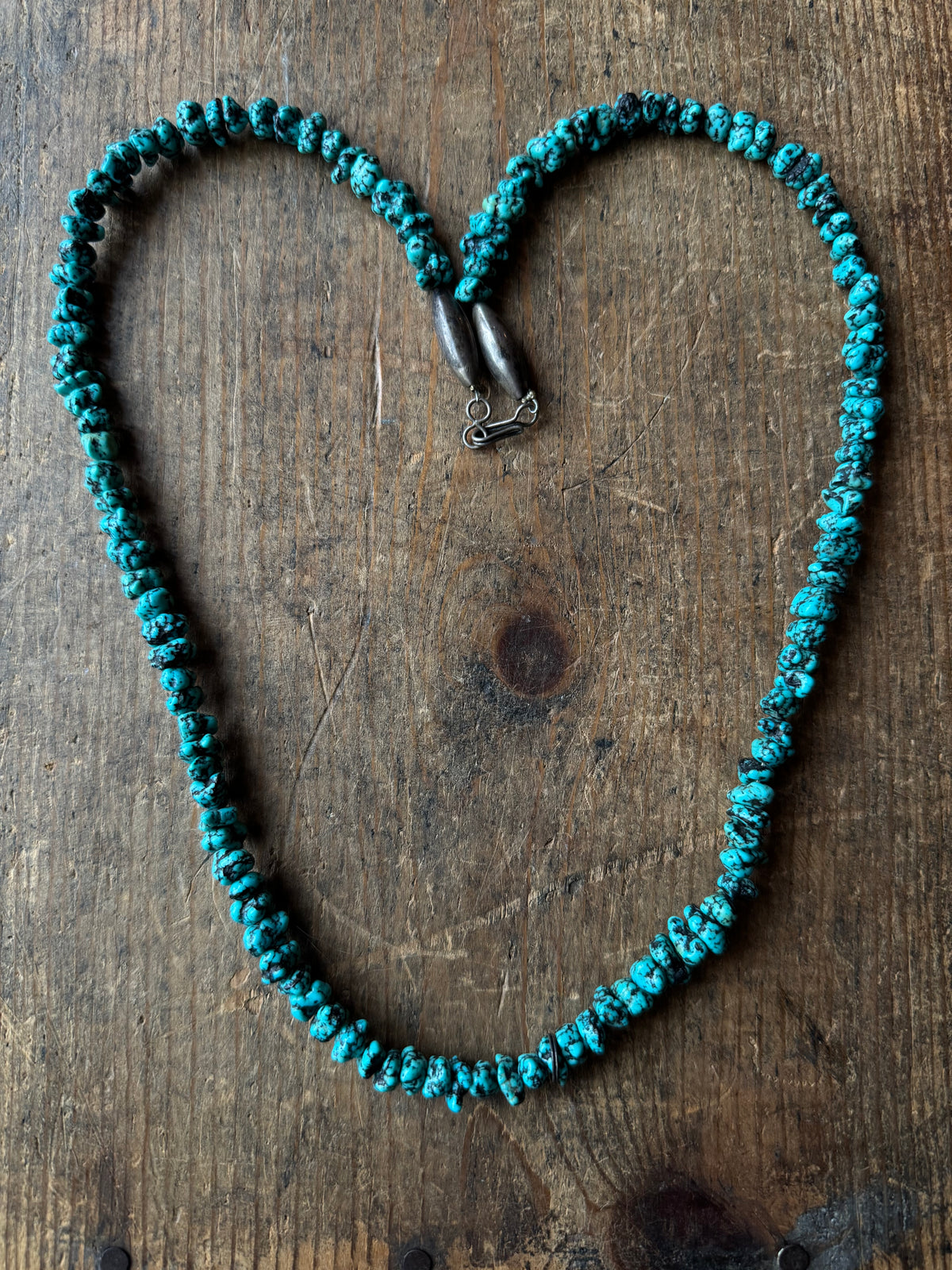 Vintage Raw High Contrast Turquoise Beaded Necklace