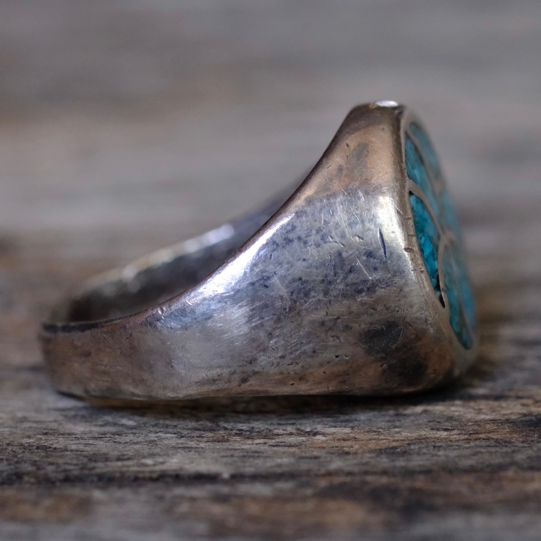 Vintage Sterling Turquoise Inlay Ring 10
