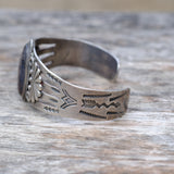 Vintage Sterling Agate Stamped Cuff Bracelet