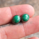 Vintage Sterling Malachite Stud Earrings