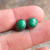 Vintage Sterling Malachite Stud Earrings