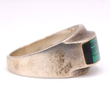 Vintage Sterling Onyx and Malachite Inlay Band 14