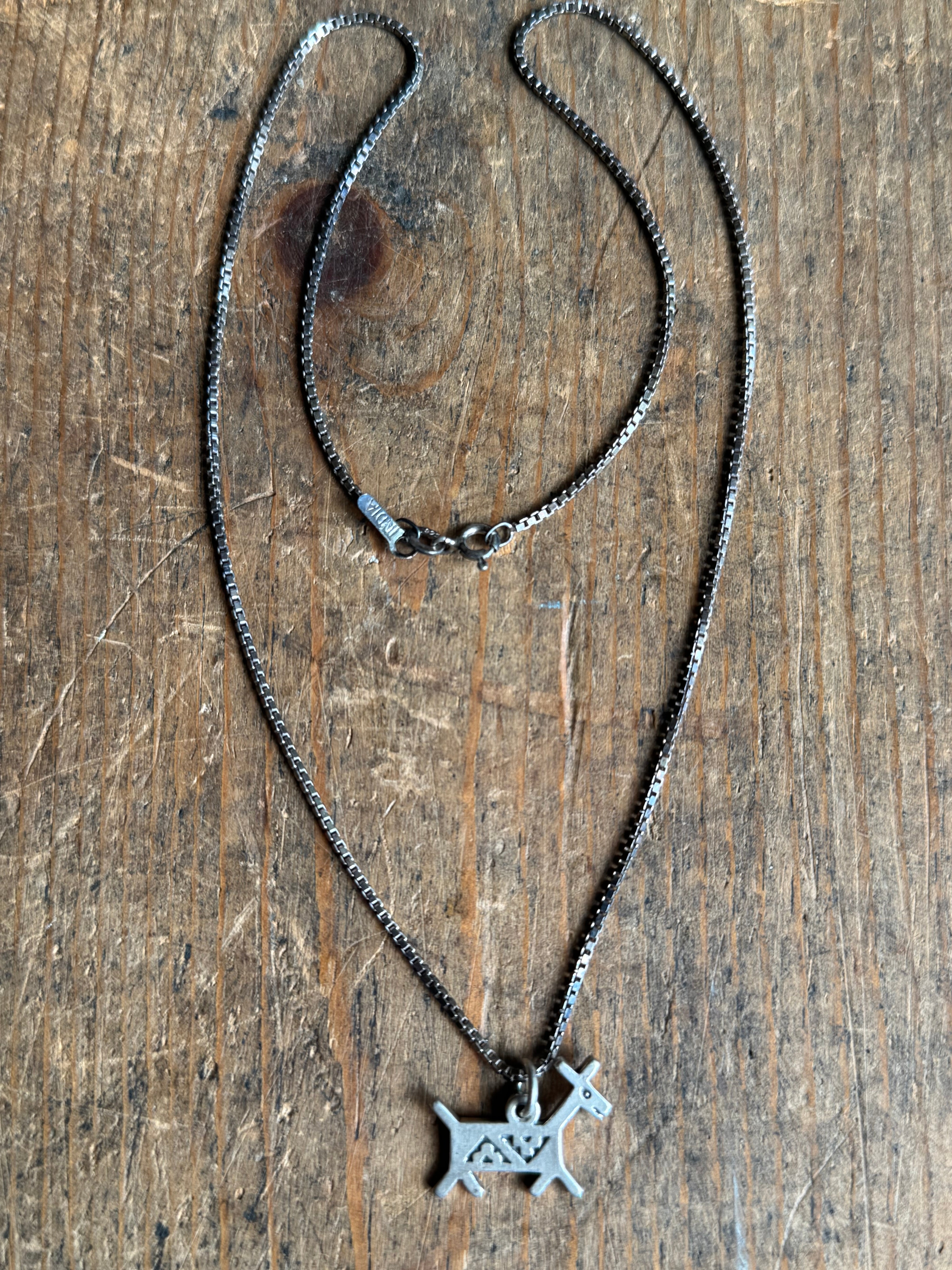 Vintage Sterling Silver Stamped Fetish Dog 18" Necklace