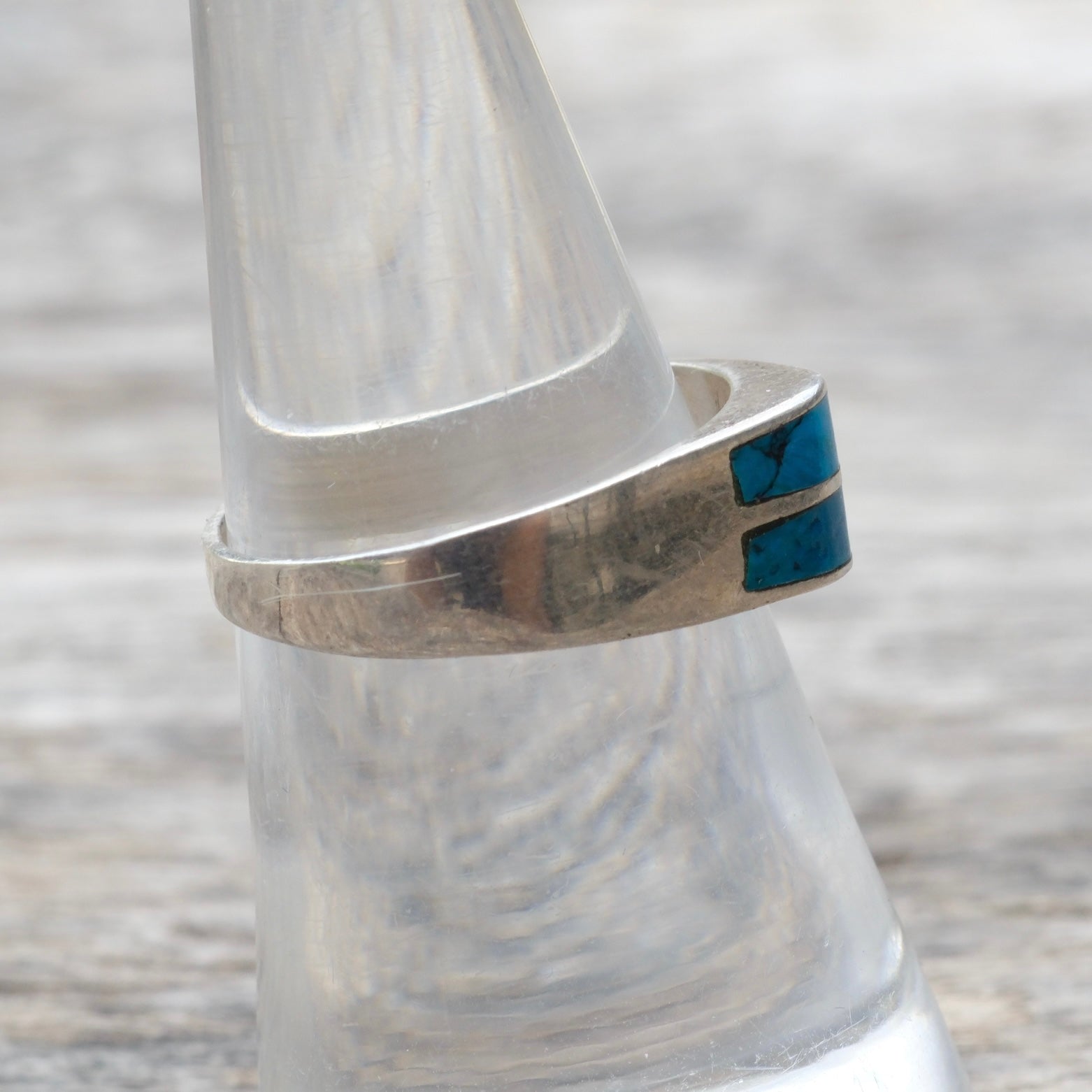 Vintage Sterling Turquoise Inlay Band 7