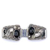 Vintage Sterling Onyx Feather Watch Band