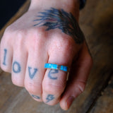 Vintage Sterling Turquoise Inlay Band Ring 8.75