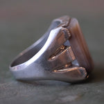 Vintage Sterling Agate Mid Century Signet Ring 14.75