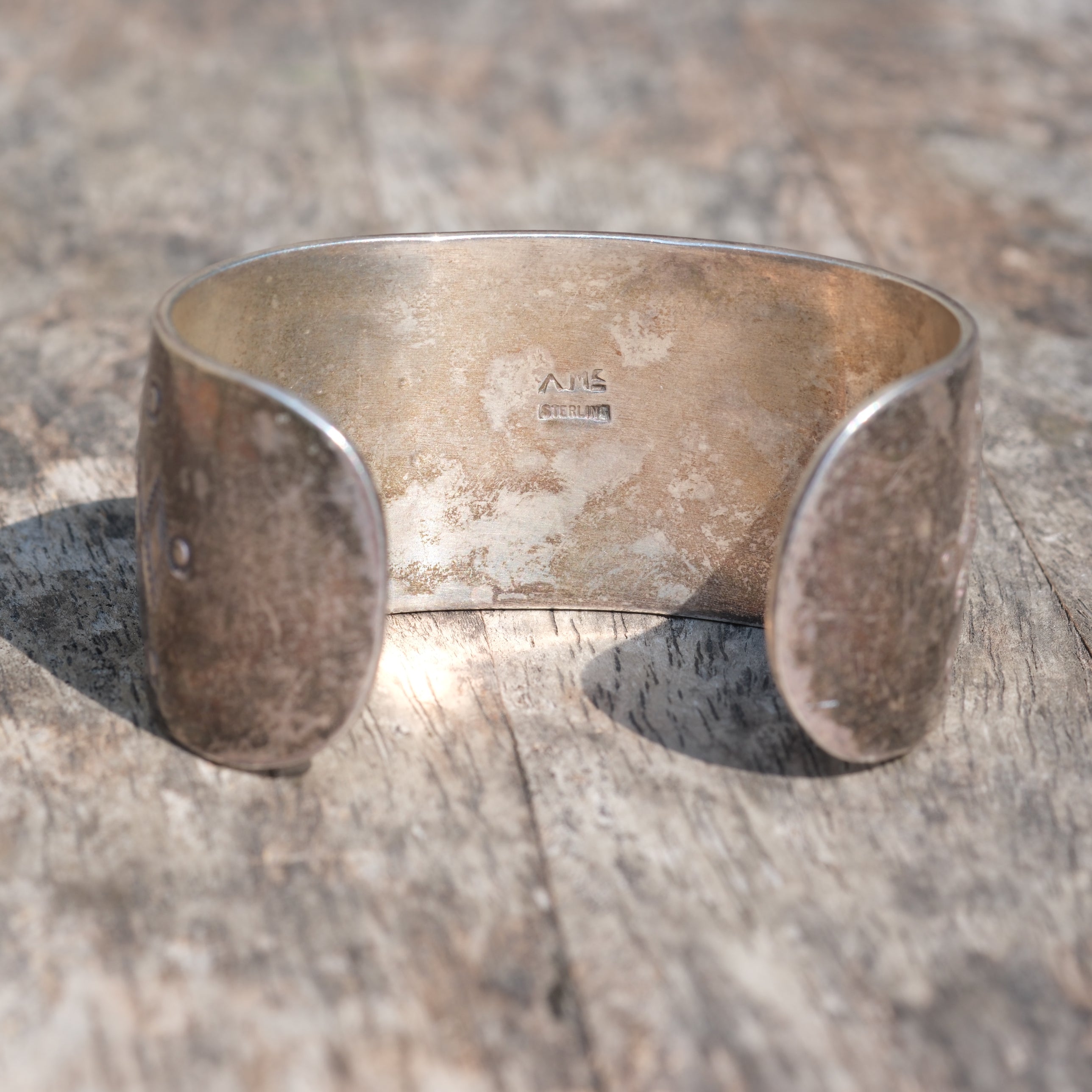 Vintage Sterling Silver Wide Stamped Cuff