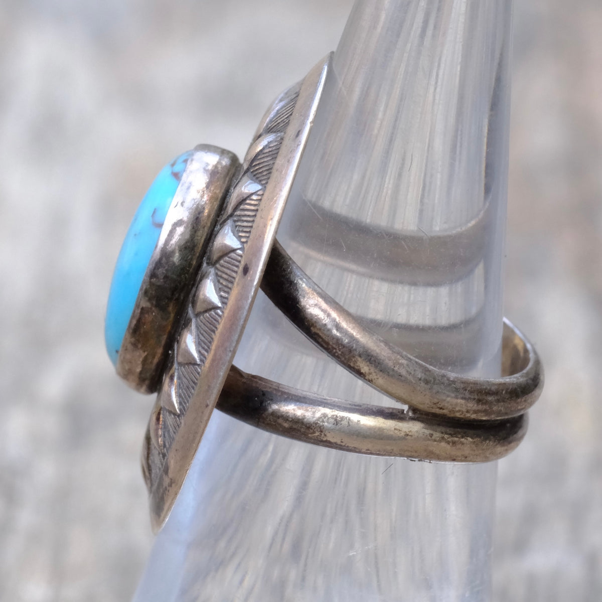 Vintage Sterling Turquoise Sun Burst Ring 5