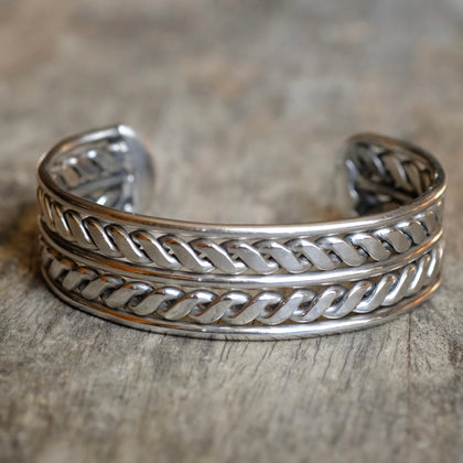 Vintage Silver Plated Braided Cuff