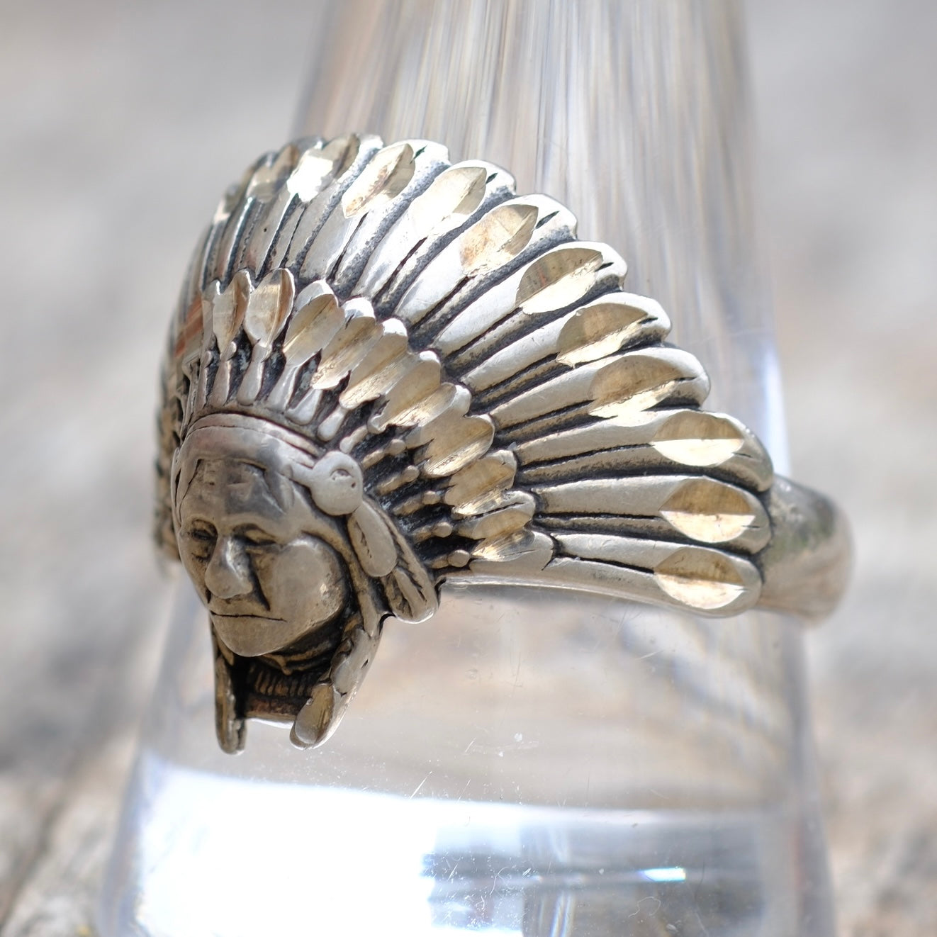 Vintage Sterling Silver Big Chief Ring 11.75
