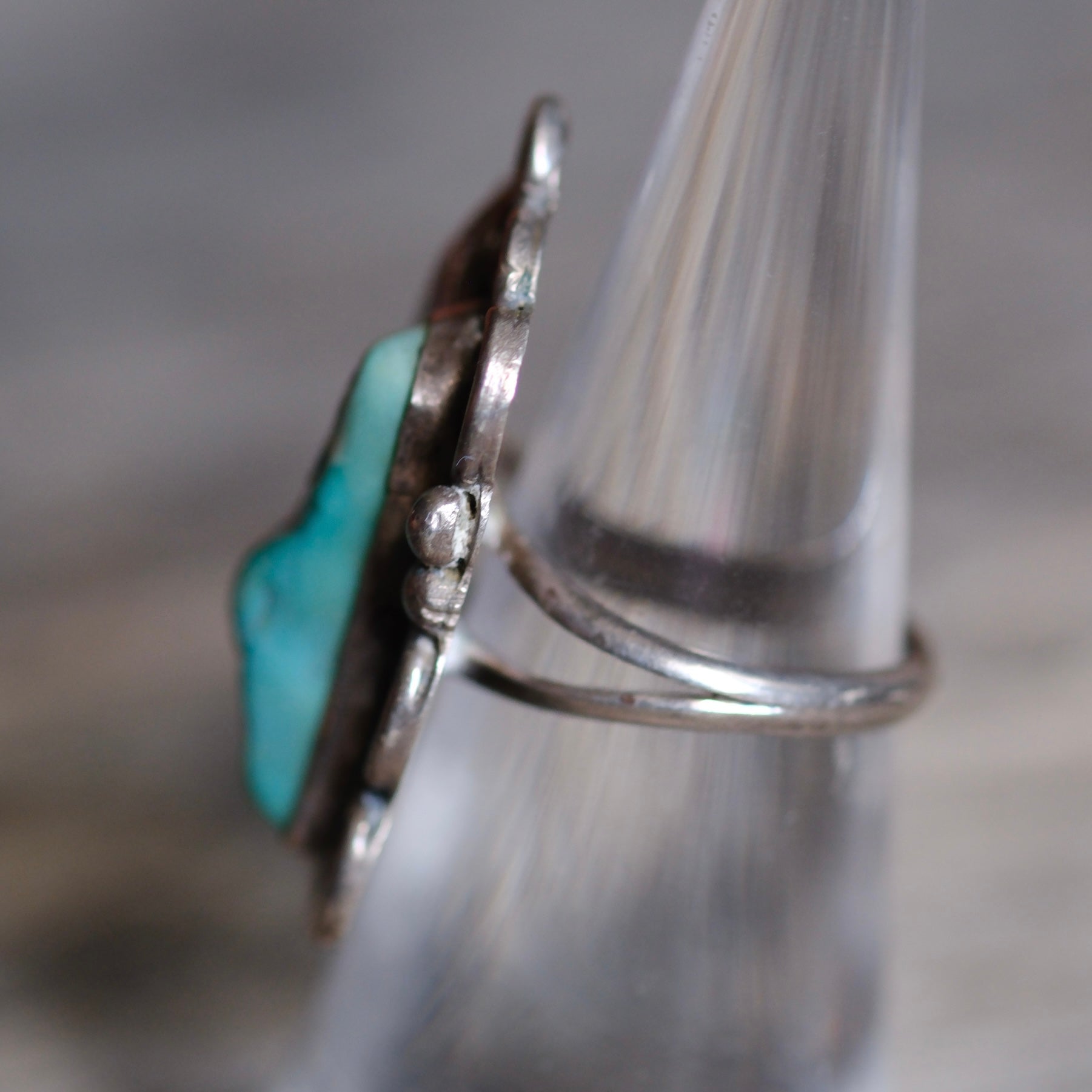 Vintage Sterling Turquoise Feather Ring 6