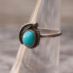 Vintage Sterling Turquoise Feather Ring 5