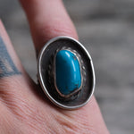 Vintage Sterling Turquoise Roper Ring 7