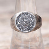 Vintage Sterling Silver Aztec Calendar Ring 7.25