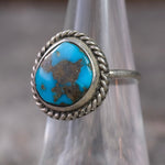 Vintage Sterling Turquoise Roper Ring 6