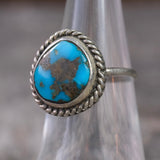 Vintage Sterling Turquoise Roper Ring 6