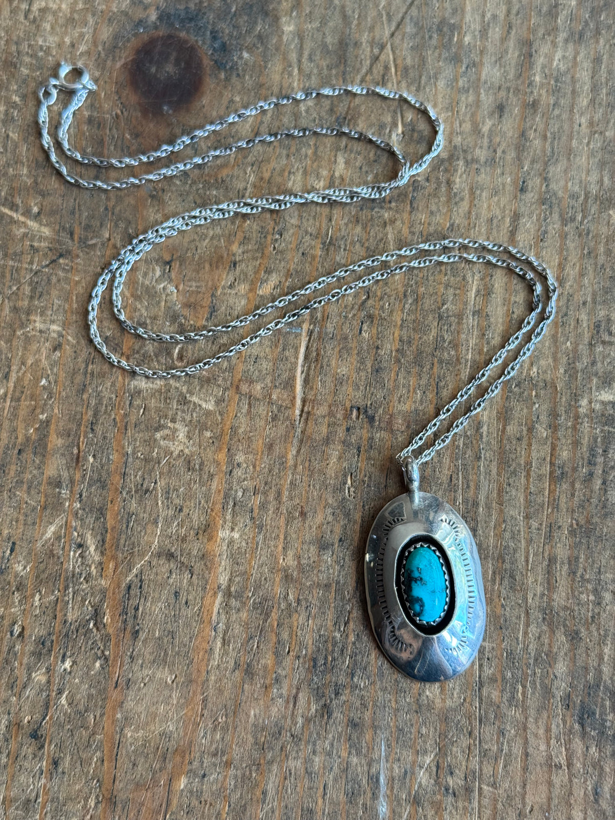 Vintage Sterling Silver Turquoise Shadowbox Necklace
