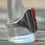 Vintage Sterling Multistone Inlay Ring 10.75