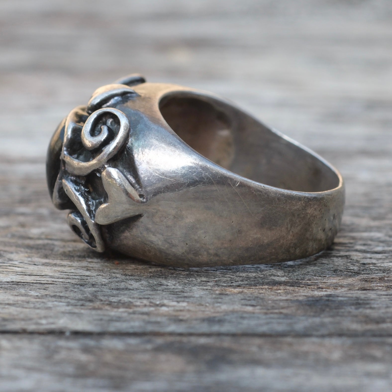 Vintage Sterling Onyx Ring 5.75