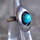 Vintage Sterling Turquoise Shadowbox Ring 4.5