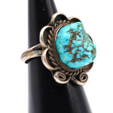 Vintage Sterling Turquoise Roper Ring 5.75